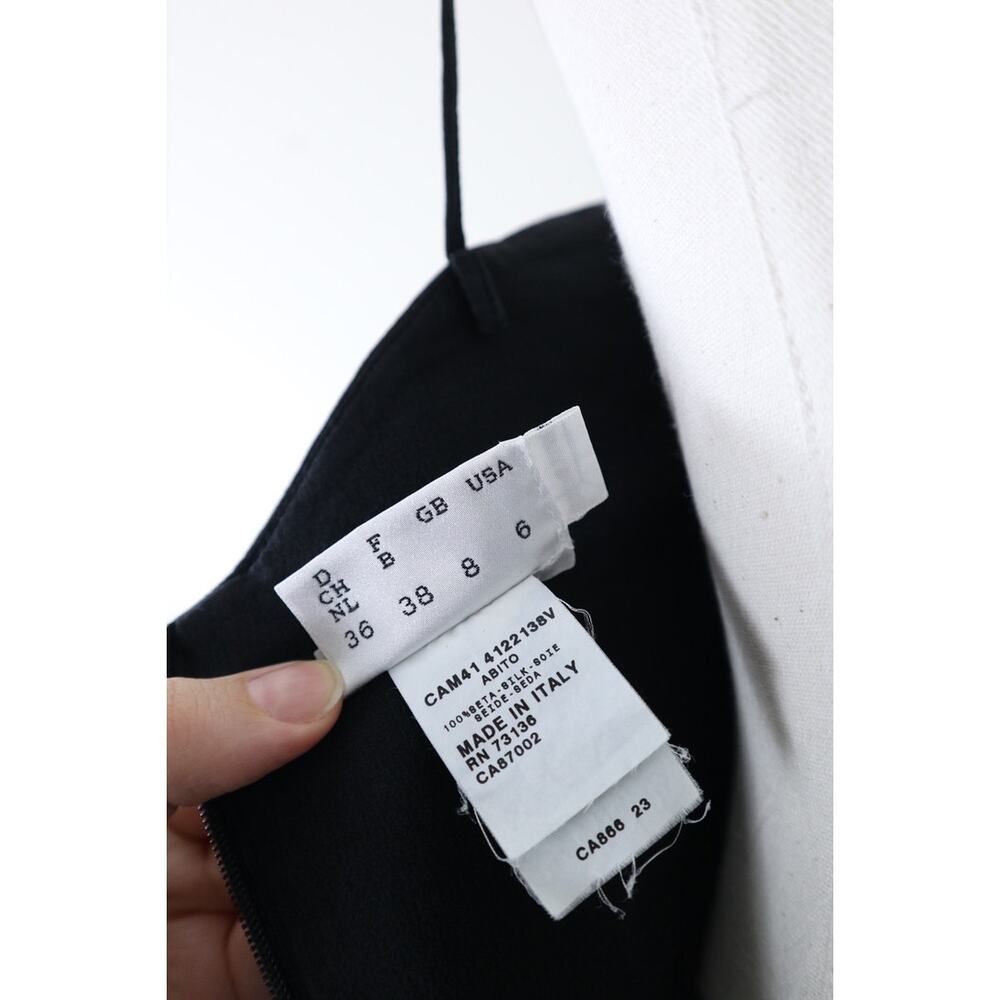 Pianoforte di MaxMara Size 6 Silk Chiffon Draped Mini Dress Slit Leg Black - Picture 13 of 14
